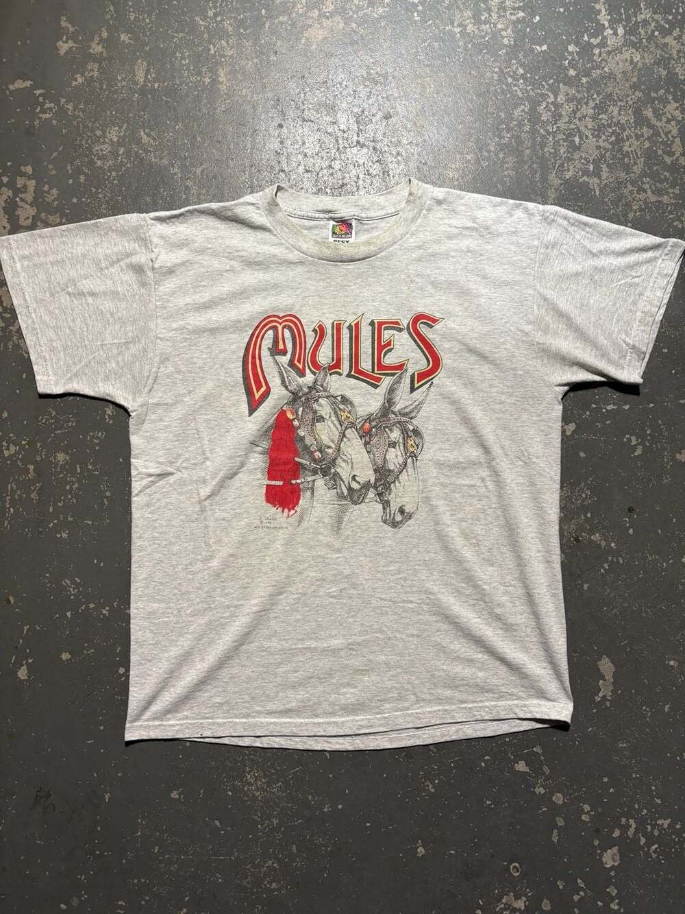 Fruit of the Loom Mules Vintage 1998 T-Shirt Size L Gray